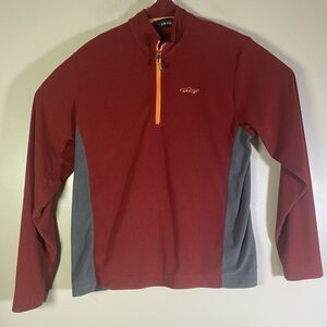 Orvis Troutbum Microgrid 1/4 Zip Waffle Fleece Men Medium Red 2H1F Outdoor